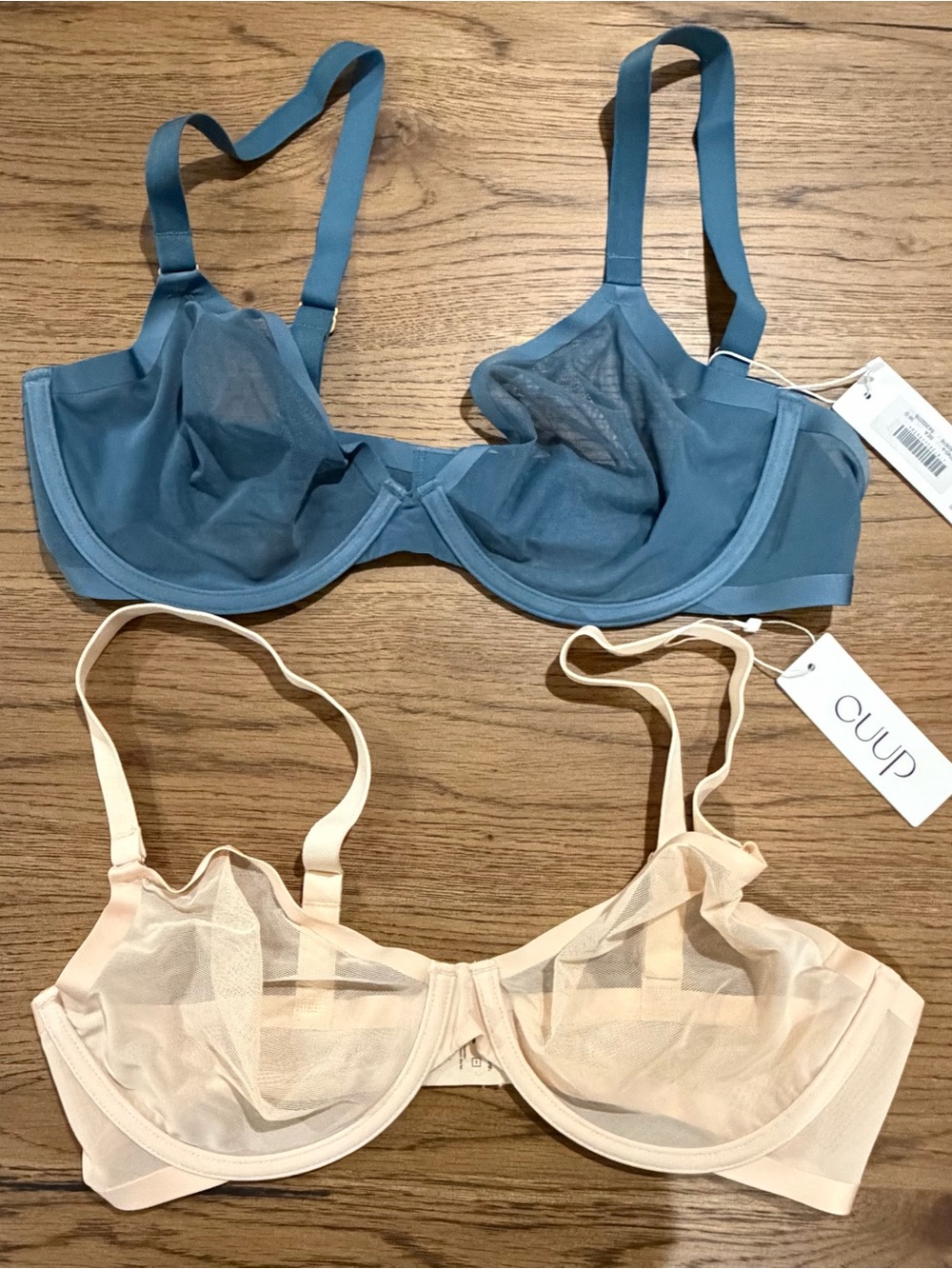 NWT Two CUUP The Plunge Mesh Blush And Sea Blue Sz 36D U Desire Deep V Bras